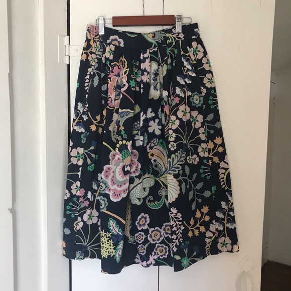 MATCHING SET J.Crew Liberty Print Navy Floral Skirt Set Co-ord 0 2 XS - Picture 3 of 4